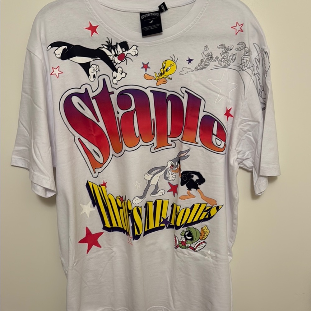 Staple White Cartoon Graphic TeeStaples looney tunes collab sz XL